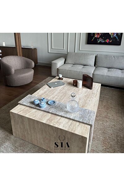 SİA ART DESİNG Doğal Traverten Orta Sehpa
