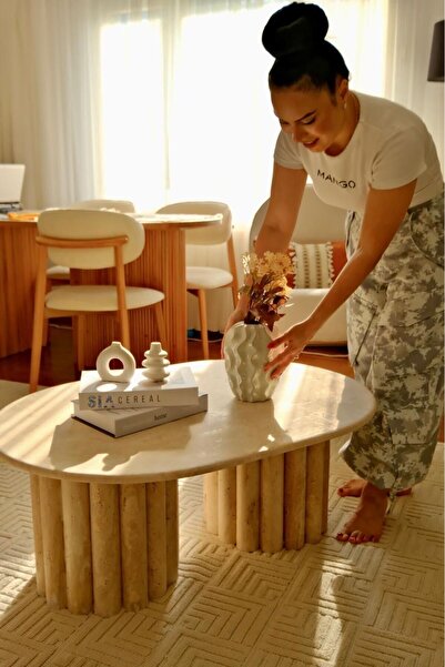 SİA ART DESİNG Doğal Traverten Orta Sehpa