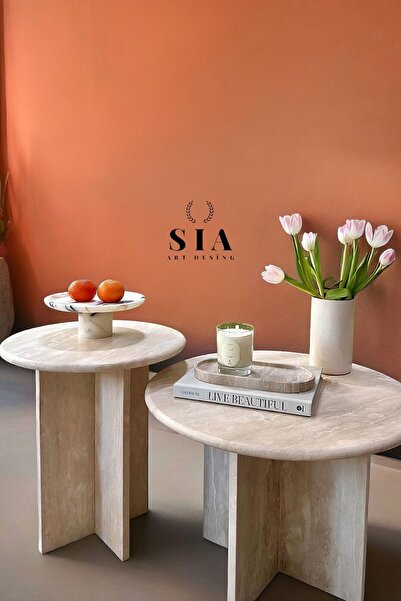 SİA ART DESİNG Doğal Traverten Sehpa