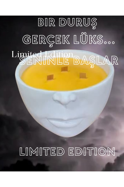 Limited Edition - El Yapımı Yüz Formlu Dekoratif Heykel Objede Özel Üretim Kokulu Mum | Büyük Boy