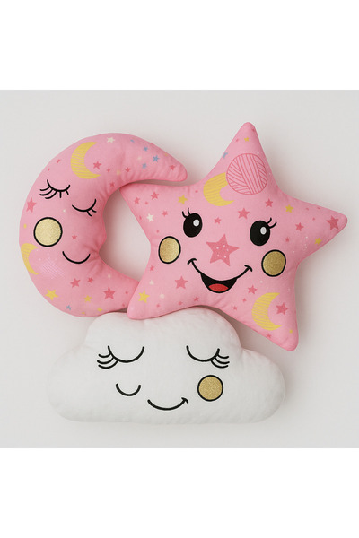 JULYA KİDS طقم وسائد أطفال لطيف مكون من 3 قطع قمر، سحابة، نجمة