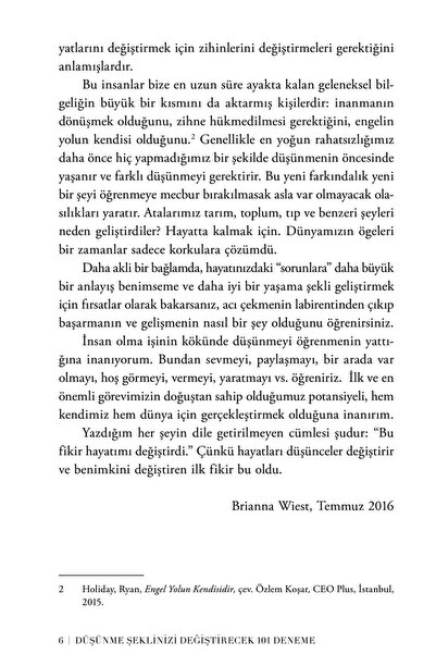 Pegasus Yayınları Düşünme Şeklinizi Değiştirecek 101 Deneme - Brianna Wiest
