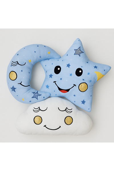 JULYA KİDS طقم وسائد أطفال لطيف مكون من 3 قطع قمر، سحابة، نجمة