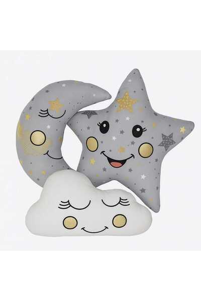 JULYA KİDS طقم وسائد أطفال لطيف مكون من 3 قطع قمر، سحابة، نجمة