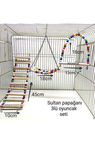 Alice Set of 3 Toys for Cockatiels and Birds of Various Sizes
