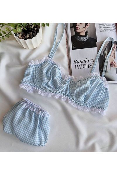 Lotiva Wear طقم حمالة صدر نسائية من الدانتيل مع سلك داخلي