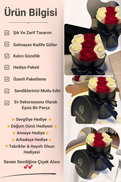 CAPSULE Sevgiliye Özel Hediye Gül Kutu Kırmızı Beyaz Hediyelik Çiçek Doğum Günü Sepeti Kız Arkadaşa Sevgili