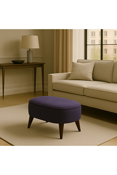A5 HOME Oval Puf Koltuk Mor 53x35 Uzanma Koltuğu Makyaj Koltuğu