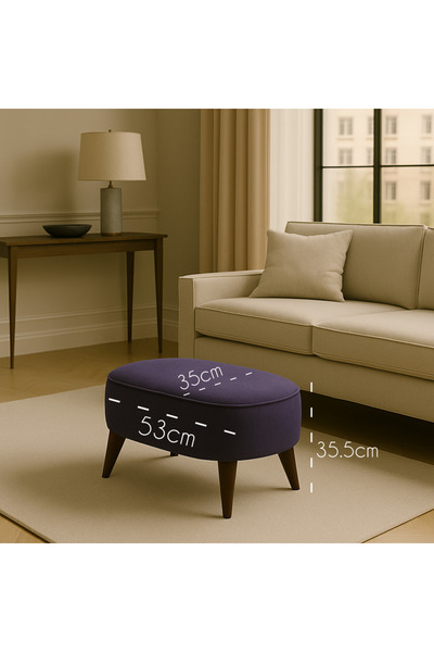 A5 HOME Oval Puf Koltuk Mor 53x35 Uzanma Koltuğu Makyaj Koltuğu