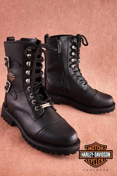 Harley Davidson Belsa Black Deri Kadın Bot