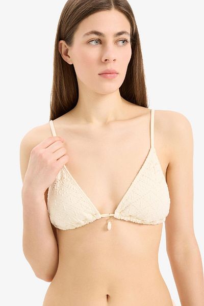 DeFacto Regular Fit Embroidered Embroidered Triangle Bikini Top-Fall in Love B6894Ax25Sm