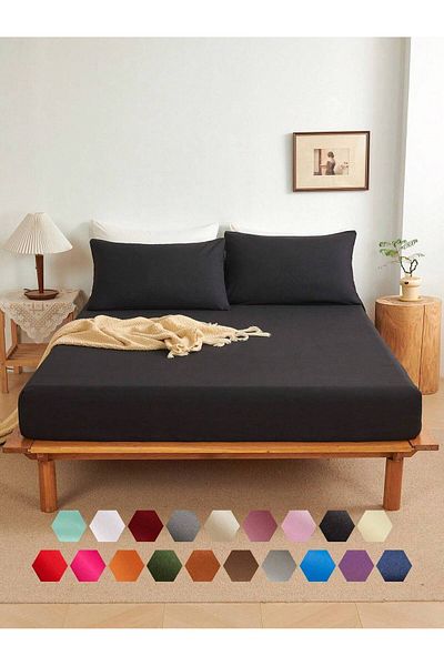 Soft Colours Double Elastic Sheet + 2 Pillowcases 160x200 Anthracite Dark Gray