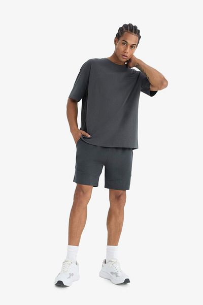 DeFacto DeFactoFit Oversize Φαρδιά Εφαρμογή Ποδηλατική λαιμόκοψη με στάμπα αθλητική κοντομάνικη μπλούζα E2582AX25SM