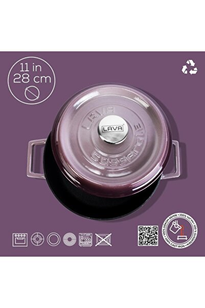 Lava Döküm Çok Amaçlı Yayvan Tencere. Trendy Serisi Çap(Ø)28cm.