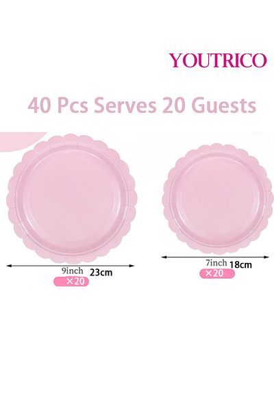 Youtrico Disposable Tableware 40 Pieces 23/18cm Ideal For 20 People-wedding Plating/birthday Party