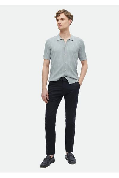 Ramsey Light Gray Polo Collar Jacquard Knitwear