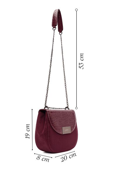 Derimod Women's Burgundy Chain Strap Printed Shoulder Bag 24Wbd 200614
