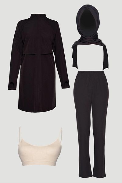 Zühre Μαύρο Ολόσωμο Μαγιό Hijab ZM-0013