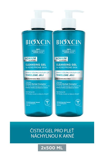 Bioxcin Acnium Sebum Balancing Face Wash Gel 2 x 500 ml