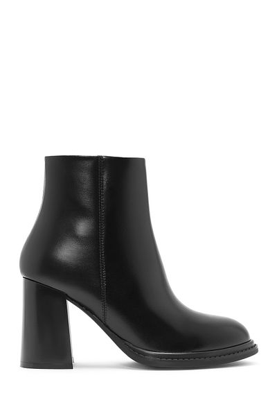 Derimod Women's Black Zippered Thick Heeled Boots 24Wfe 403218