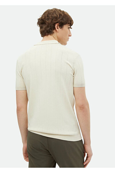 Ramsey Πλεκτό ζακάρ μπεζ πόλο λαιμόκοψη