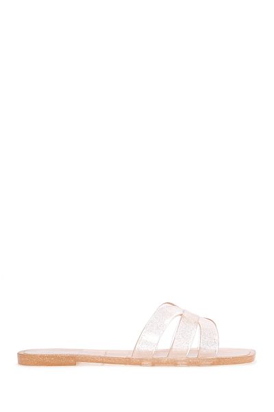 Derimod Papuci de damă cu jeleu transparent de culoare aurie - 24sfe4918pv