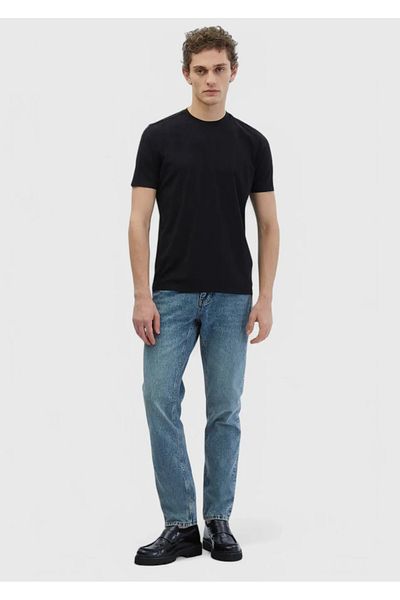 Ramsey Μαύρο T-shirt Μπλούζα με Στρογγυλή Λαιμόκοψη