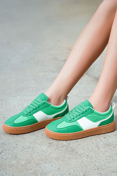 Derimod Acbc X Derimod Women's Green Lace-Up Suede Sneaker 24Wfd 435310