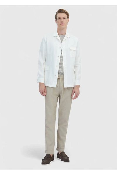 Ramsey Λευκό μονόχρωμο Casual Fit Μπουφάν από βαμβακερό μείγμα