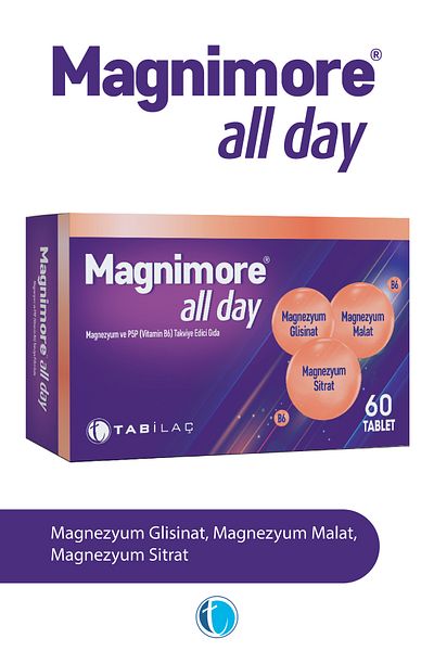 Magnimore All Day Magnesium 60 Tablets Citrate Malate Bisglycinate Vitamin B6 P5P