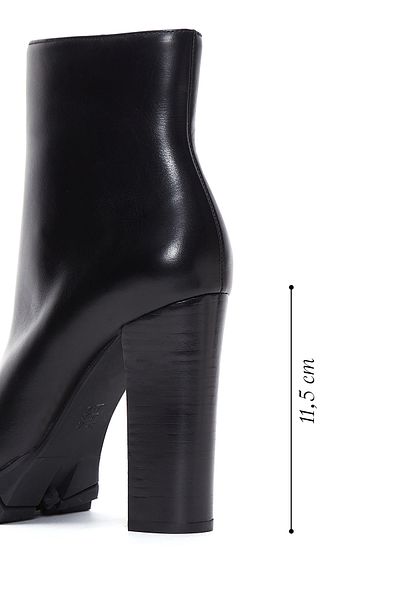 Derimod Black High Heel Zippered Leather Women's Boots - 24Wfd 100318
