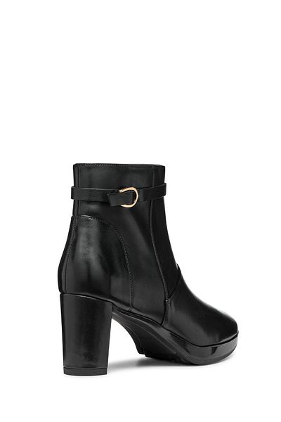 Geox Black Pleasure Zippered Thick Heel Leather Women's Boots - D46Tea00043C9999