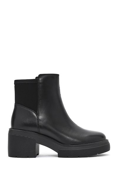 Geox Women's Black Spherica Thick Heeled Zippered Leather Boots D46Wwa04315C9999