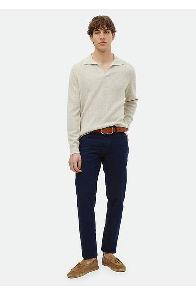 Ramsey Tricotaj jacquard cu guler polo în amestec de in bej