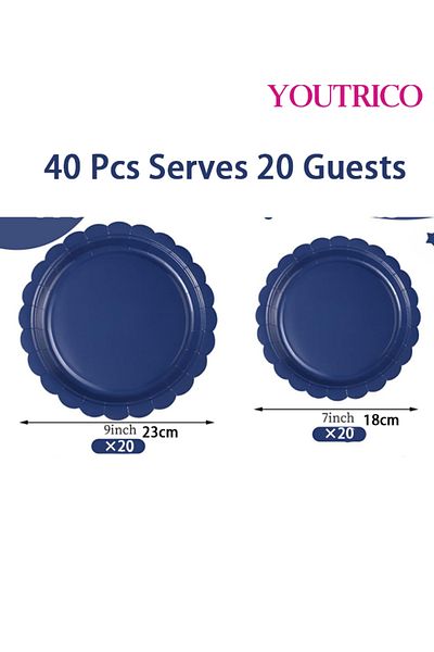 Youtrico Disposable Tableware 40 Pieces 23/18cm Ideal For 20 People-wedding Plating/birthday Party