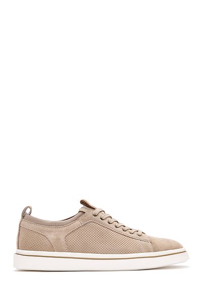 Derimod Men's Beige Lace-Up Suede Leather Sneaker 25Sfd 690610