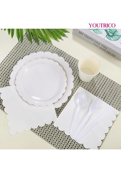Youtrico Disposable Tableware 40 Pieces 23/18cm Ideal For 20 People-wedding Plating/birthday Party