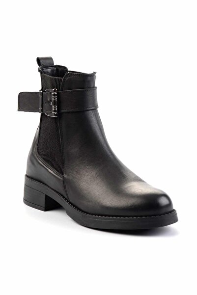Bambi Siyah Hakiki Deri Kadın Bot & Bootie K02513318303
