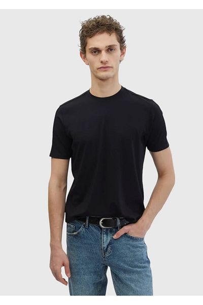 Ramsey Μαύρο T-shirt Μπλούζα με Στρογγυλή Λαιμόκοψη