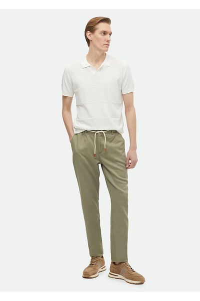 Ramsey Ecru Polo Neck Jacquard Knitwear