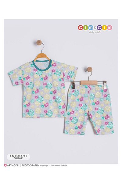 cimcim baby Lemon Patterned Children's Top and Bottom Set 6-7 Years