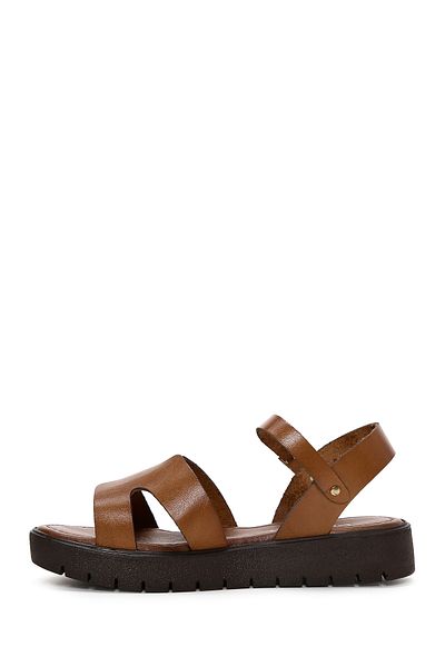 Derimod Women's Tan Ankle Strap Genuine Leather Bodrum Sandals 25Sfd331018