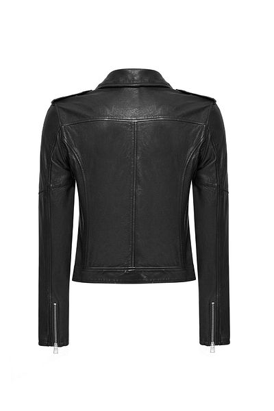 Derimod Blondy Women's Black Double Breasted Lapel Leather Jacket 24Wgd5268Ve