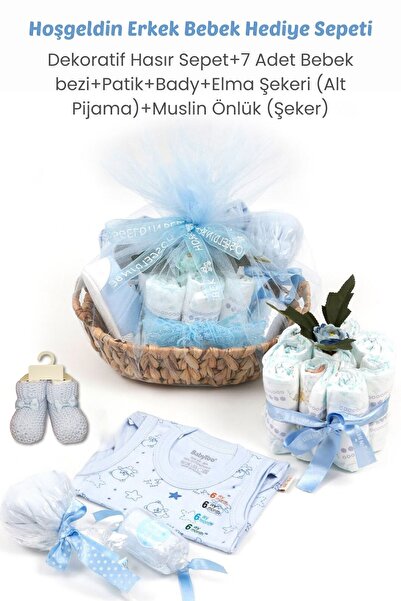 ESRARENGİZ HEDİYELER (aynı Gün Kargo !!!) Hoş Geldin Erkek Bebek Hediye Sepeti (mavi)