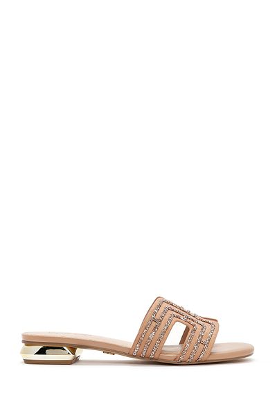 Derimod Women's Beige Stone Slippers 25Sfd 440014