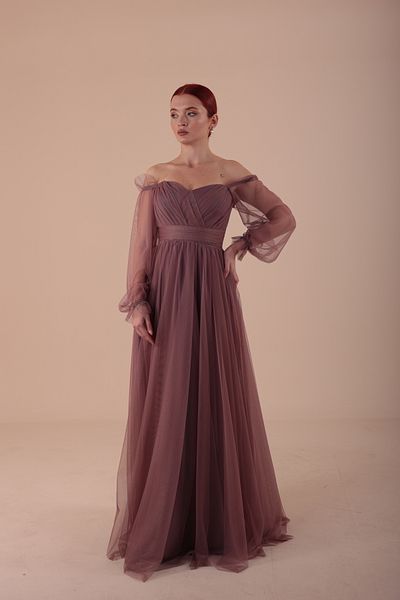 berissima bride θηλυκό |   Φόρεμα με τούλι με μανίκια βιολετί