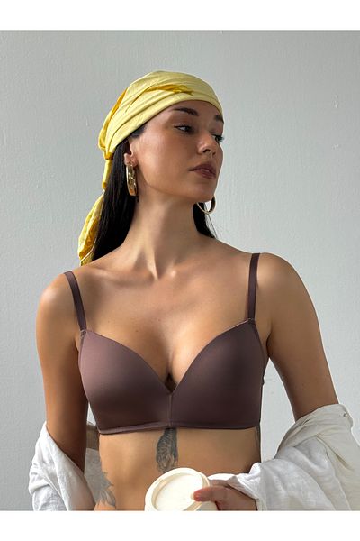 Cansoy Σουτιέν καφέ χωρίς υποστήριξη Micro Fabric (700)