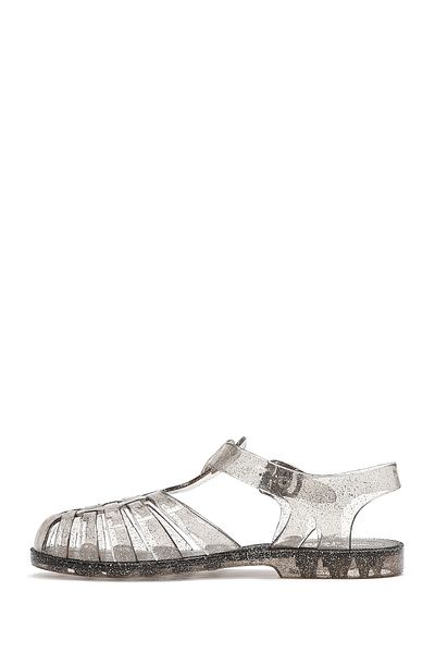 Derimod Women's Black Ankle Strap Jelly Sandals 25Sfe4907Pv