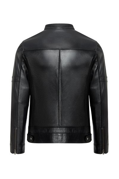 Derimod Patrick Men's Black Judge Collar Leather Jacket 24Wge65411M