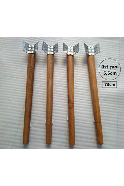 DEMONTEPARK 4 Adet-73cm Ahşap Masa Ayağı-ceviz Renk( Üst Çap:5,5 Cm)